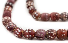 Antique Red Thousand Eye Skunk Beads 11-15mm Ethiopia African Round Glass picture