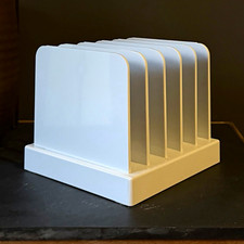 Vintage White Plastic Desk Letter Holder Multi Slot File Organizer 9027 USA picture