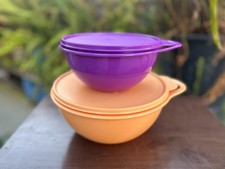 Tupperware Thatsa Bowls  2 piece set PAPAYA 12 CUPS AND PURPLE 6 CUP NEW picture