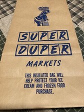VINTAGE SUPER DUPER MARKETS BAG Paper Vintage Grocery Store Rare Find picture