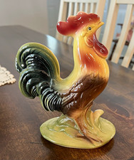 Vintage ceramic rooster figurine with hand-painted colored glazes. picture