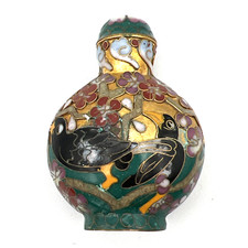 19th Century Chinese Cloisonne & Brass  Bird Snuff Bottle Lovely Condition 2.5