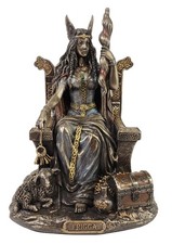 Frigga w Throne Viking Norse Mythology Goddess Love Marriage Statue Bronze Finis picture