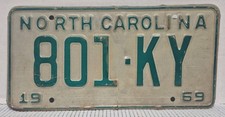Vintage Original 1969 North Carolina License Plate (801-KY) picture