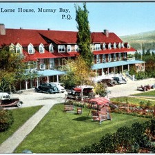 c1940s Chamard's Lorne House Murray Bay Quebec Postcard Red Hotel Cars A370 picture