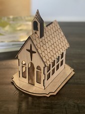 Handcrafted Wooden Country Church 8” picture