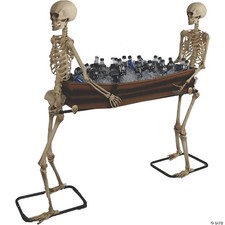 2 Poseable Skeletons Carrying Coffin Halloween Decoration Prop Haunted House New picture