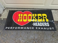 VINTAGE HOOKER HEADERS Banner SIGN OLD AUTOMOTIVE ENGINE EXHAUST MUSCLE CAR picture