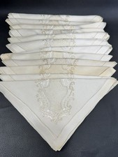 12 Vintage Linen Dinner Napkins Madeira Whitework Cutwork 21x19 picture