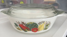 Vintage JAJ Pyrex England Casserole Dish Garden Vegetable Kent Market Garden LID picture