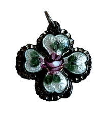 Catholic Sterling Silver Enamel St Christopher Joseph Cross 4 Way Clover Pendant picture