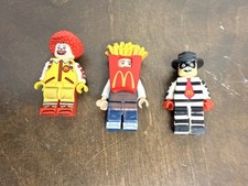 3 Figures Ronald McDonald Minifigure  McDonald's Hamburgler & Fryguy Lego picture