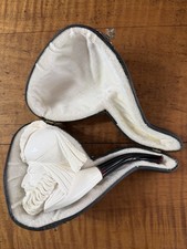 Sultan Block Meerschaum XL Deep Bowl Bent Stem With Leather Case 389 picture