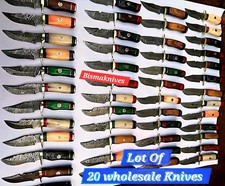 6 INCHES WHOLESALE LOT OF 20 KNIVES CAMPING SKINNER KNIFES WITH LEATHER SHEATH picture