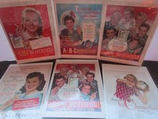 Chesterfield Cigarettes 1940s Vintage Magazine Advertising Set of 6 Gregory Peck picture