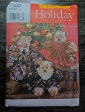 Simplicity Crafts 7452 Faith Van Zanten Holiday Bear & Clothes UNCUT 1996 VTG picture