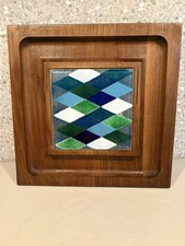 Cheese Charcuterie Board Ceramic tile Maple wood by Ernest Sohn Designs VTG picture