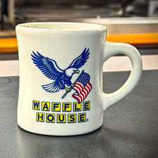 Waffle House Since 1955 Eagle & American Flag White Advertising Coffee Mug picture