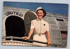 Vintage United Air Lines Stewardess Postcard Mainliner 1930s Era picture