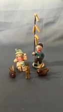 Erzgebirge Handcrafted Wood German Figurines Boy Girl Animals Set picture