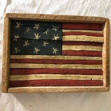 Historic Wood Flag From 1783 Berks Cty Cabin 1860 Wood Co.  Bernville PA  1997  picture