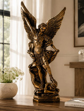 Archangel Michael Bronze Angel Statue Guardian Gothic Religious Home Decor picture