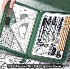 28 Piece Mechanical Drawing Drafting Tool Set in Case NEW Shipping Included picture
