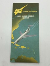 Vtg 60s BRITISH WEST INDIAN AIRWAYS North American - Caribbean Rt Map Brochure picture