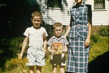 c1950's Kodachrome Red Border 35mm Slide, Mid Century Portrait summer 1950s picture