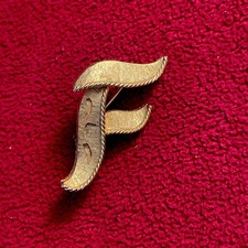 Vintage Gold tone Monogram Letter “F” F Name Initial Pin Lapel Hat Jacket picture