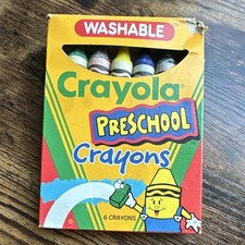 Vintage 1996 Crayola Preschool Washable Crayons 6 Count Open Box Unused 52-0689 picture