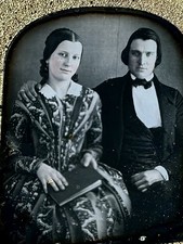6th Plate Daguerreotype of a Young Beautiful Couple Tinted Full Case Swans picture