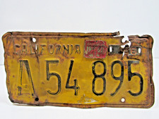 Vintage California License Plate 1956  A 54 895 Yellow Black #FQA-18 picture