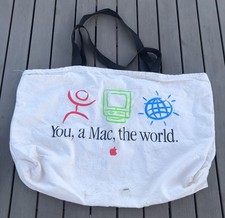 Vintage Apple Macintosh Computer Canvas Tote Bag 23” x 15” You, Mac, the World picture