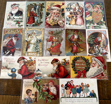 Big ~Lot of 15~Antique~SANTA CLAUS~Christmas Postcards~Great Variety-in sleeves picture