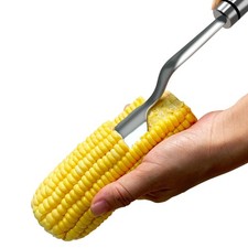Long Handle Corn Peeler, Stainless Steel Cob Handle, Silver picture