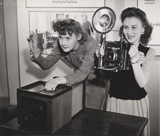 1944 Using Replica of 1839 Samuel Morse Camera and Modern Press Camera Photo picture