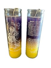 Vela San Lázaro (Babalú Ayé) 2 set Purple & Yellow 7-Day Healing Candle picture
