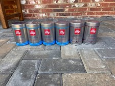 Lot of 6 Illy Coffee Metal Cans - EMPTY - 2 Intenso & 4 Decafine picture