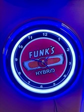 Funk's Hybrid Corn Seed Feed Store Barn Farm Farmer Man Cave Neon Clock Sign picture