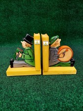 VTG Rhon Sepp Germany Hand Crafted Carved And Painted Folk Book Ends Rare picture