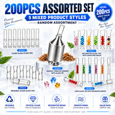 200PK Smooth Pyrex Glass Chillum Tobacco Pipes Thick One Hitter Smoking Pipe Set picture