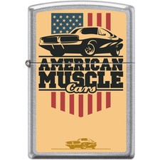 Zippo Windproof Pocket Lighter American Muscle Cars Street Chrome Metal XC521 picture