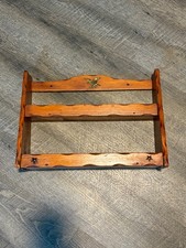 Vintage Wooden Spice Rack Wall Shelf - Brass Eagle & Star Accents picture
