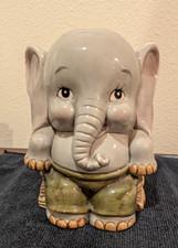 Vintage Artistic Gifts Cute Elephant in Pants Kitschy Piggy Coin Bank Taiwan 6