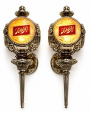 Vintage Pair Schlitz Beer Illuminated Wall Lamps Advertising Signs 21” Working picture