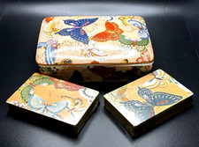 Vintage Butterfly Playing Cards Sealed Neiman Marcus Porcelain Trinket Dish picture