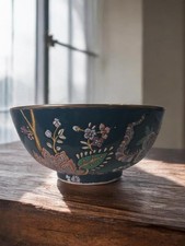 Vtg Andrea by Sadek Large Porcelain Display Bowl Hand Painted Asian Decor 10