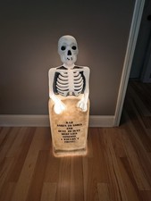 Vintage 3Empire Halloween Skeleton Tombstone Ashes To Ashes Blow Mold 34