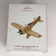 Hallmark Sky's The Limit Wedell Willaims Model 44 Airplane Ornament New 2019 picture